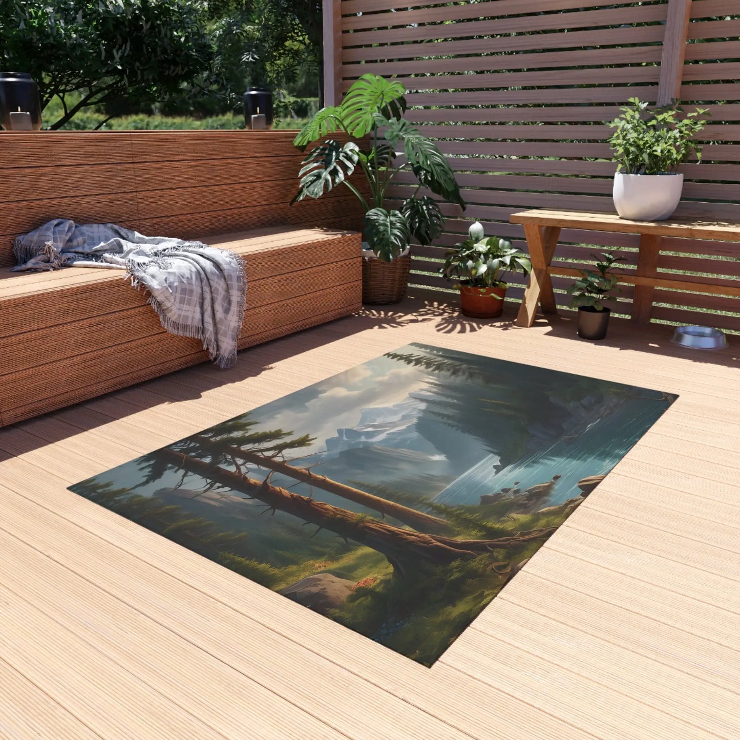 River in The Mountains Outdoor Rug Bohemian Rug Outdoor Décor Patio Mat Camping Accessory Camping Rug Nature Home Decor