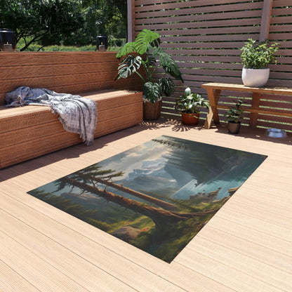 River in The Mountains Outdoor Rug Bohemian Rug Outdoor Décor Patio Mat Camping Accessory Camping Rug Nature Home Decor