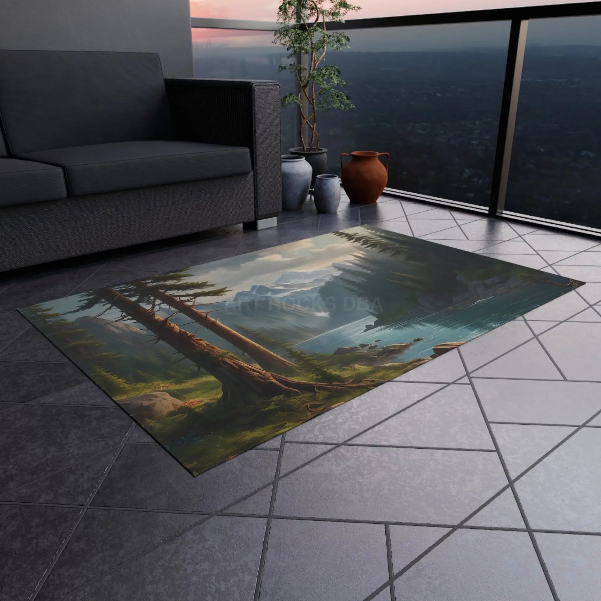 River in The Mountains Outdoor Rug Bohemian Rug Outdoor Décor Patio Mat Camping Accessory Camping Rug Nature Home Decor