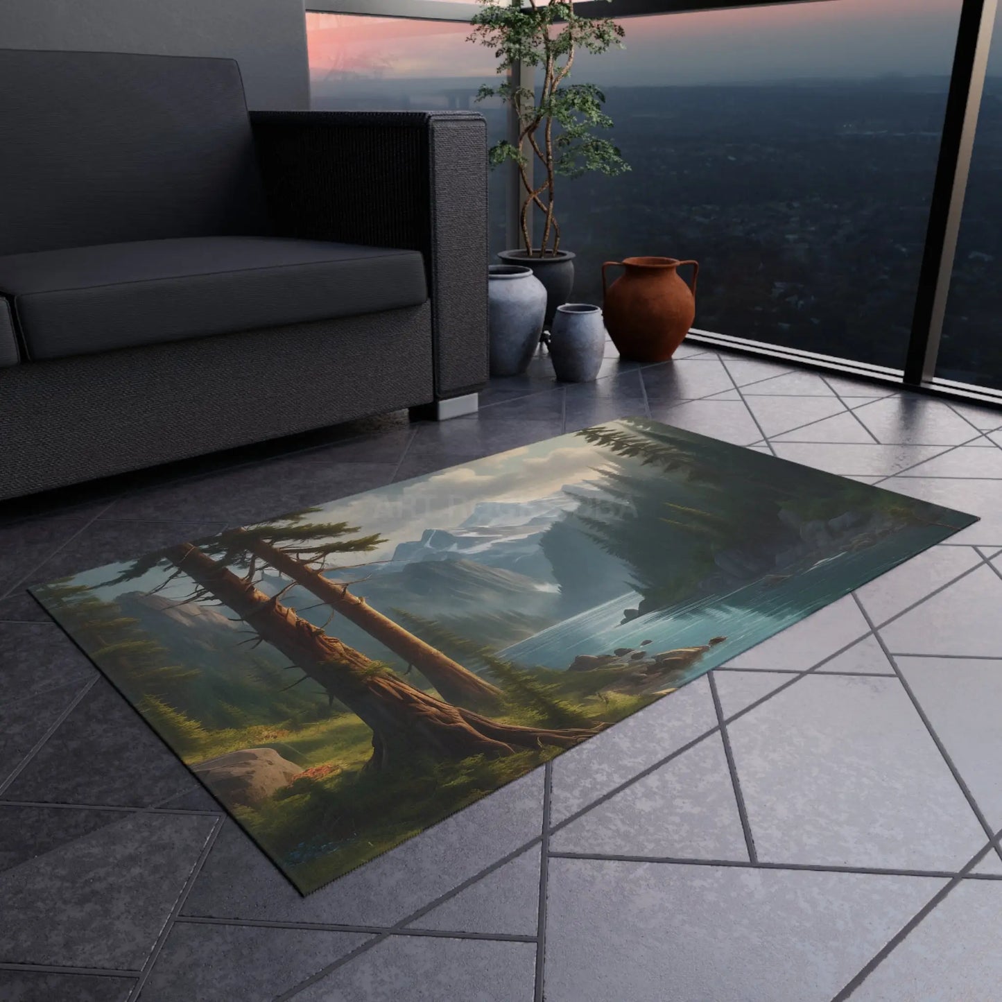 River in The Mountains Outdoor Rug Bohemian Rug Outdoor Décor Patio Mat Camping Accessory Camping Rug Nature Home Decor