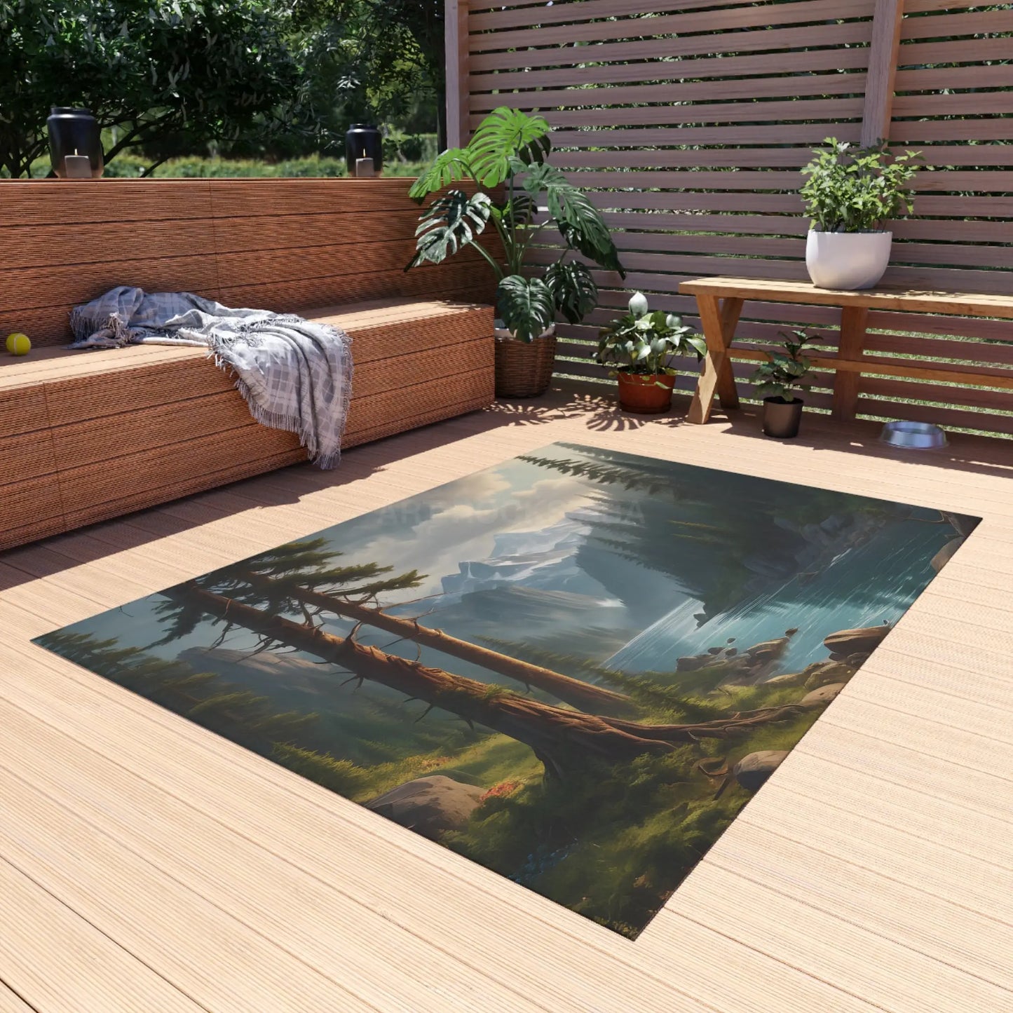 River in The Mountains Outdoor Rug Bohemian Rug Outdoor Décor Patio Mat Camping Accessory Camping Rug Nature Home Decor