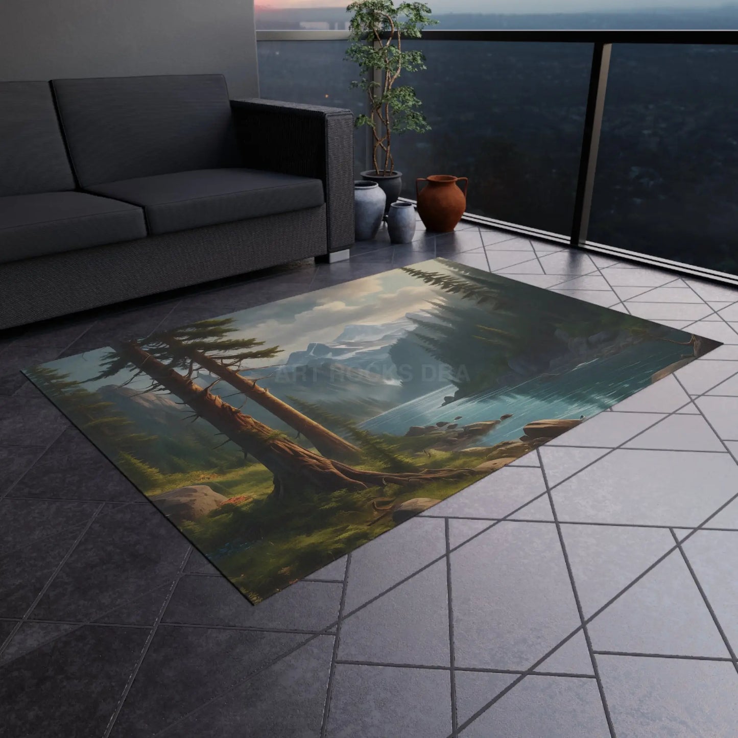 River in The Mountains Outdoor Rug Bohemian Rug Outdoor Décor Patio Mat Camping Accessory Camping Rug Nature Home Decor