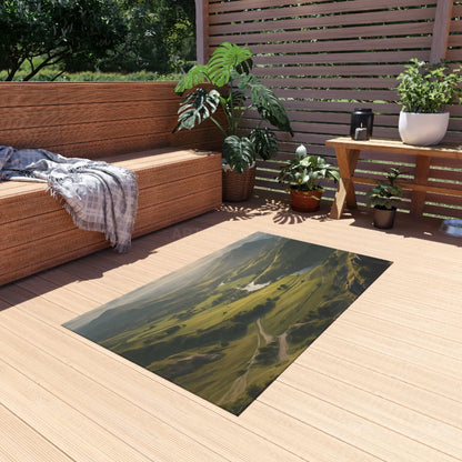 Rolling Hills Outdoor Rug for Patios Camping Picnics Garden Decor Cozy Vibes Nature-Inspired Home - Home Decor
