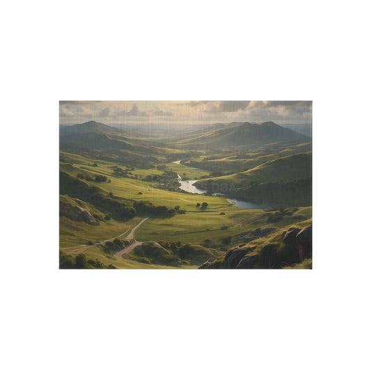 Rolling Hills Outdoor Rug for Patios Camping Picnics Garden Decor Cozy Vibes Nature-Inspired Home - 24’’ × 36’’ - Home