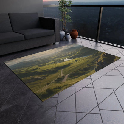 Rolling Hills Outdoor Rug for Patios Camping Picnics Garden Decor Cozy Vibes Nature-Inspired Home - Home Decor