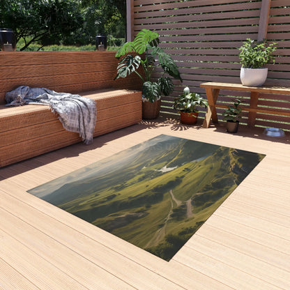 Rolling Hills Outdoor Rug for Patios Camping Picnics Garden Decor Cozy Vibes Nature-Inspired Home - Home Decor