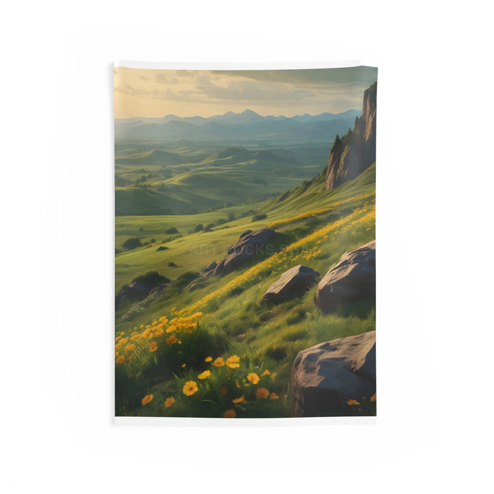 Rolling Hills With Yellow Flowers Wall Tapestry Nature Decor Bohemian Home Art Outdoor Inspiration Living Room