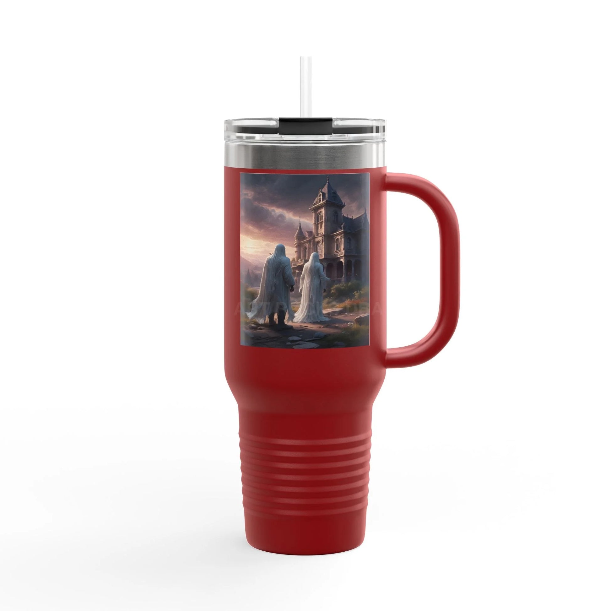 Romantic Ghosts Insulated Travel Mug 40oz - Adventure Awaits Perfect for Road Trips Coffee Lovers Unique Gift Idea