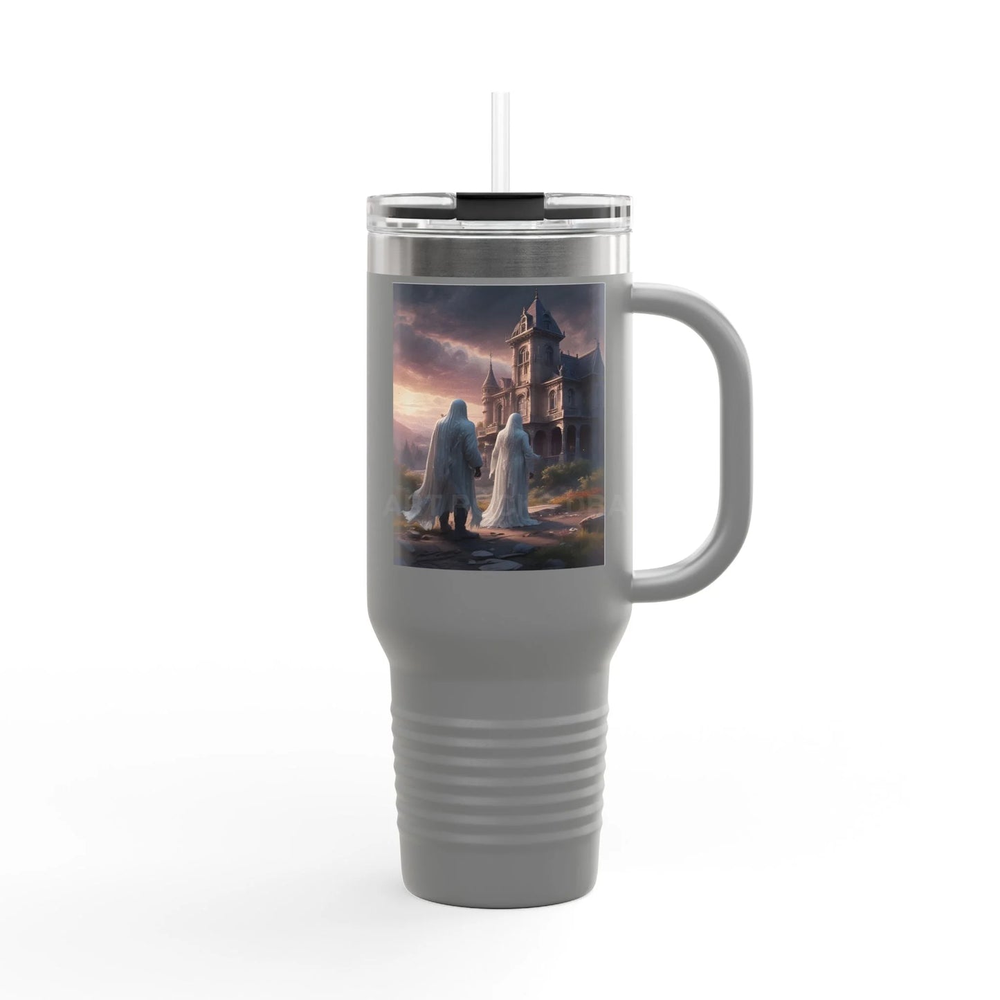 Romantic Ghosts Insulated Travel Mug 40oz - Adventure Awaits Perfect for Road Trips Coffee Lovers Unique Gift Idea