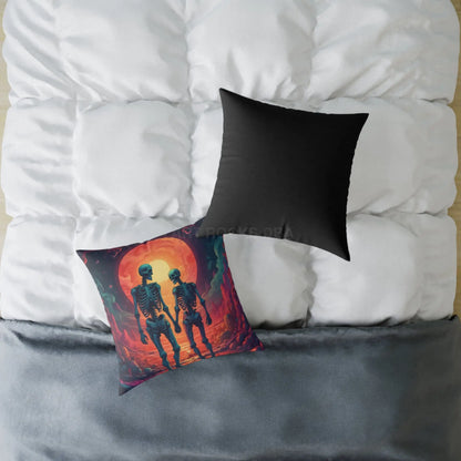 Romantic Skeleton Lovers Pillow Spooky Decorative Cushion Unique Home Decor Gift for Halloween Enthusiasts Cozy Living