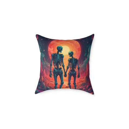 Romantic Skeleton Lovers Pillow Spooky Decorative Cushion Unique Home Decor Gift for Halloween Enthusiasts Cozy Living