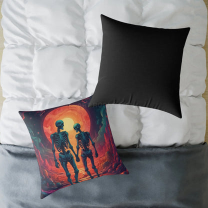 Romantic Skeleton Lovers Pillow Spooky Decorative Cushion Unique Home Decor Gift for Halloween Enthusiasts Cozy Living