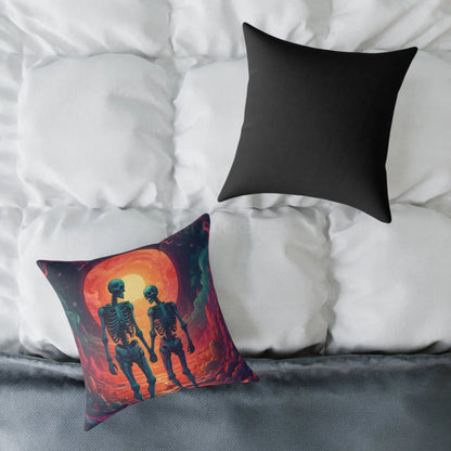 Romantic Skeleton Lovers Pillow Spooky Decorative Cushion Unique Home Decor Gift for Halloween Enthusiasts Cozy Living
