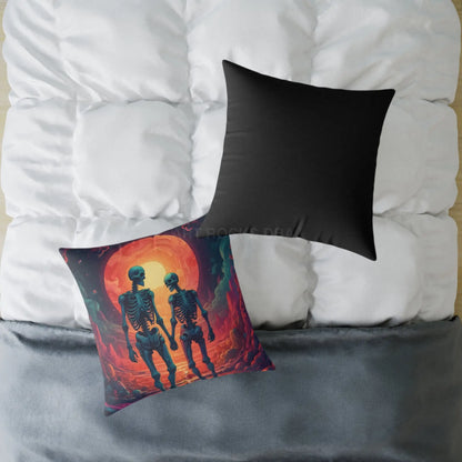 Romantic Skeleton Lovers Pillow Spooky Decorative Cushion Unique Home Decor Gift for Halloween Enthusiasts Cozy Living