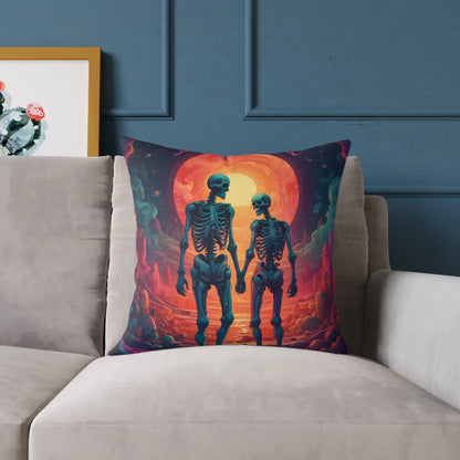 Romantic Skeleton Lovers Pillow Spooky Decorative Cushion Unique Home Decor Gift for Halloween Enthusiasts Cozy Living