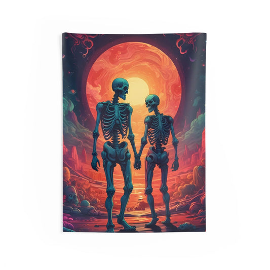 Romantic Skeleton Wall Tapestry Boho Decor Halloween Decoration Room Aesthetic Unique Wall Art - 26’’ × 36’’ - Home