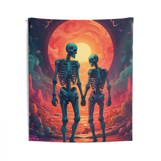 Romantic Skeleton Wall Tapestry Boho Decor Halloween Decoration Room Aesthetic Unique Wall Art - 50’’ × 60’’ - Home