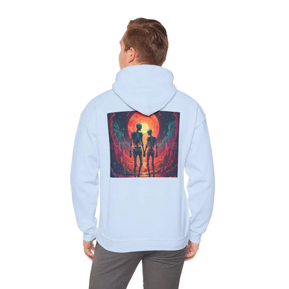 Romantic Skeletons Unisex Hooded Sweatshirt | Cool Graphic Hoodie | Artistic Gift | Creative Apparel | Unique