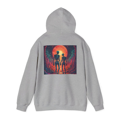 Romantic Skeletons Unisex Hooded Sweatshirt | Cool Graphic Hoodie | Artistic Gift | Creative Apparel | Unique