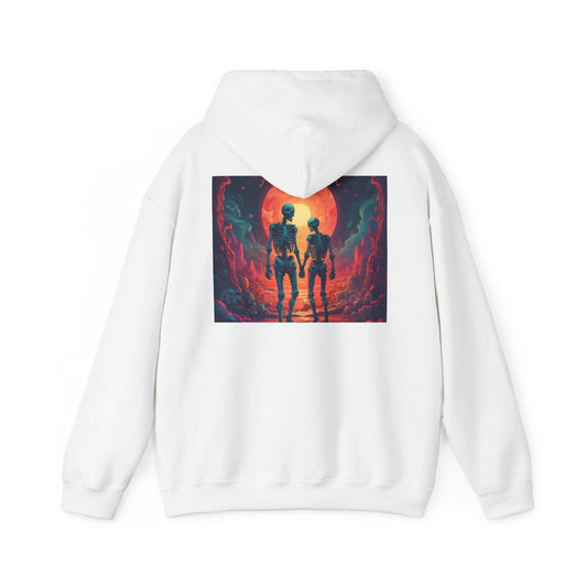 Romantic Skeletons Unisex Hooded Sweatshirt | Cool Graphic Hoodie | Artistic Gift | Creative Apparel | Unique