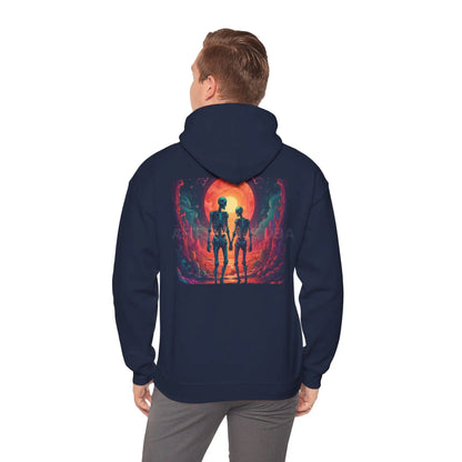 Romantic Skeletons Unisex Hooded Sweatshirt | Cool Graphic Hoodie | Artistic Gift | Creative Apparel | Unique