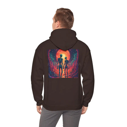 Romantic Skeletons Unisex Hooded Sweatshirt | Cool Graphic Hoodie | Artistic Gift | Creative Apparel | Unique