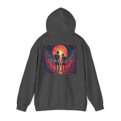 Romantic Skeletons Unisex Hooded Sweatshirt | Cool Graphic Hoodie | Artistic Gift | Creative Apparel | Unique