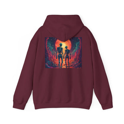 Romantic Skeletons Unisex Hooded Sweatshirt | Cool Graphic Hoodie | Artistic Gift | Creative Apparel | Unique