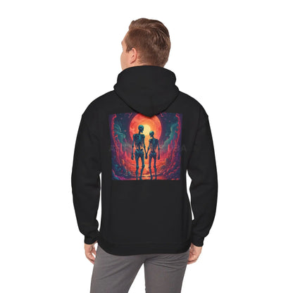 Romantic Skeletons Unisex Hooded Sweatshirt | Cool Graphic Hoodie | Artistic Gift | Creative Apparel | Unique