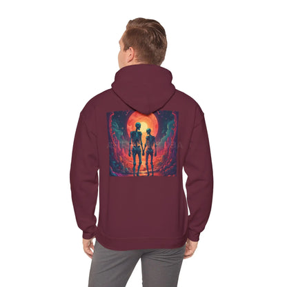Romantic Skeletons Unisex Hooded Sweatshirt | Cool Graphic Hoodie | Artistic Gift | Creative Apparel | Unique