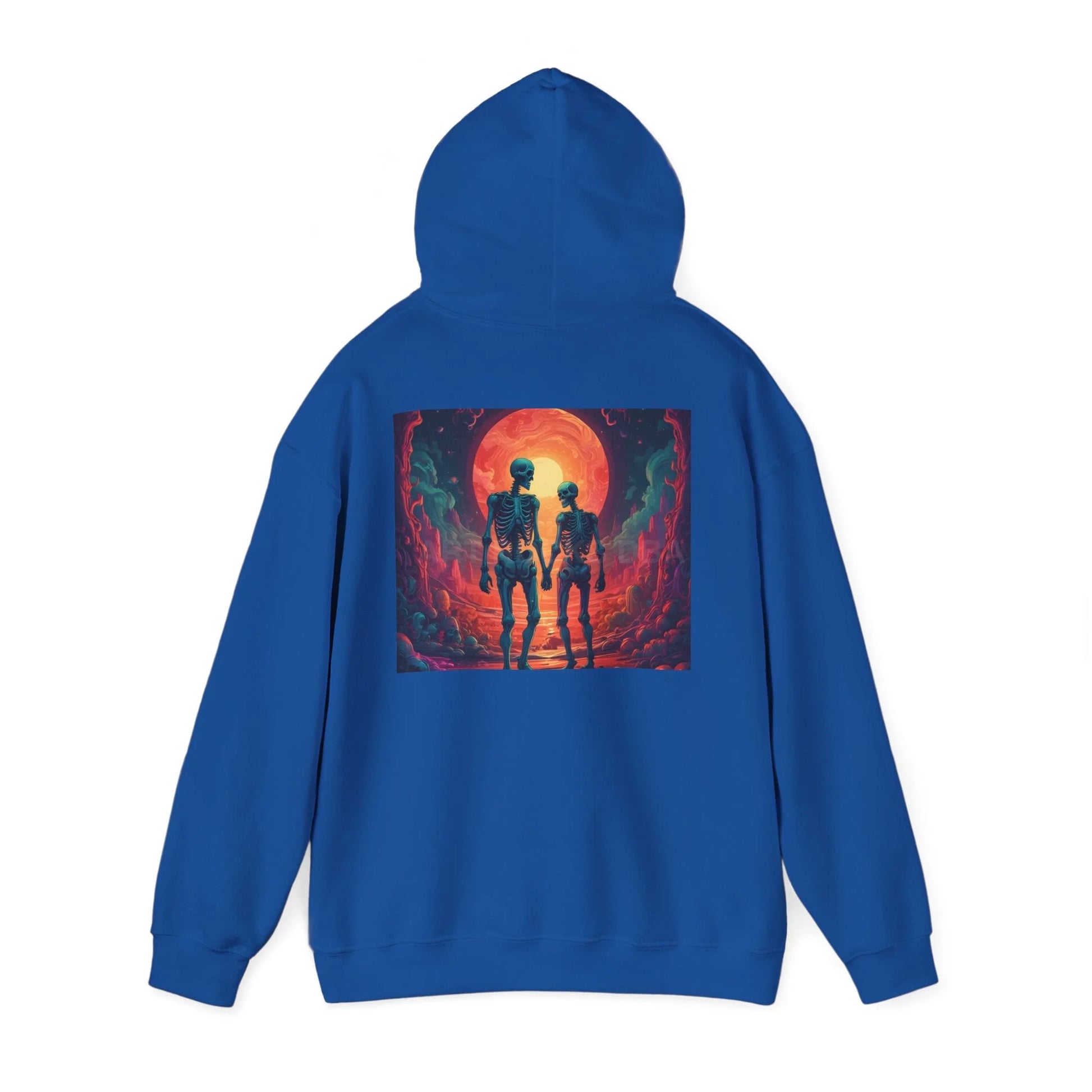 Romantic Skeletons Unisex Hooded Sweatshirt | Cool Graphic Hoodie | Artistic Gift | Creative Apparel | Unique