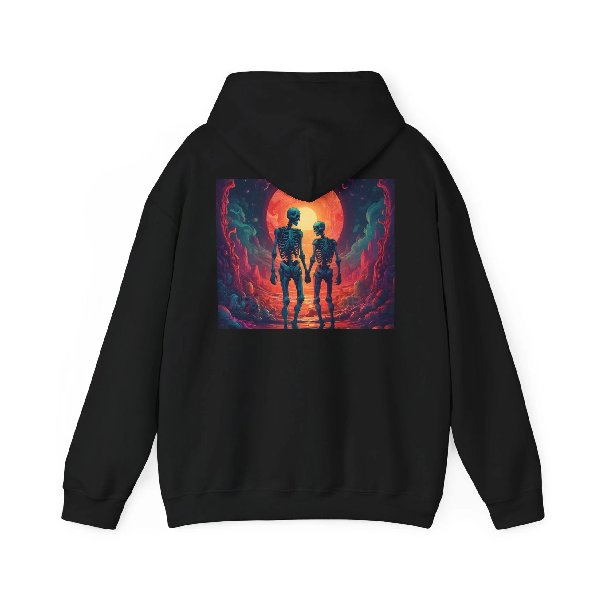 Romantic Skeletons Unisex Hooded Sweatshirt | Cool Graphic Hoodie | Artistic Gift | Creative Apparel | Unique