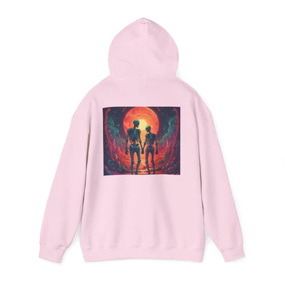 Romantic Skeletons Unisex Hooded Sweatshirt | Cool Graphic Hoodie | Artistic Gift | Creative Apparel | Unique