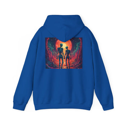 Romantic Skeletons Unisex Hooded Sweatshirt | Cool Graphic Hoodie | Artistic Gift | Creative Apparel | Unique