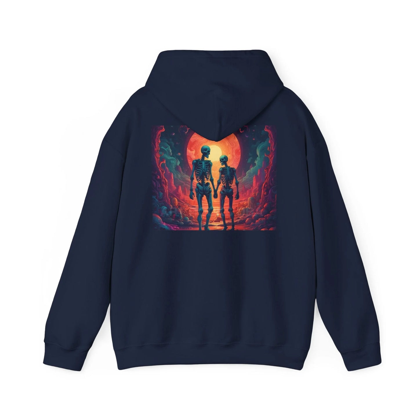Romantic Skeletons Unisex Hooded Sweatshirt | Cool Graphic Hoodie | Artistic Gift | Creative Apparel | Unique