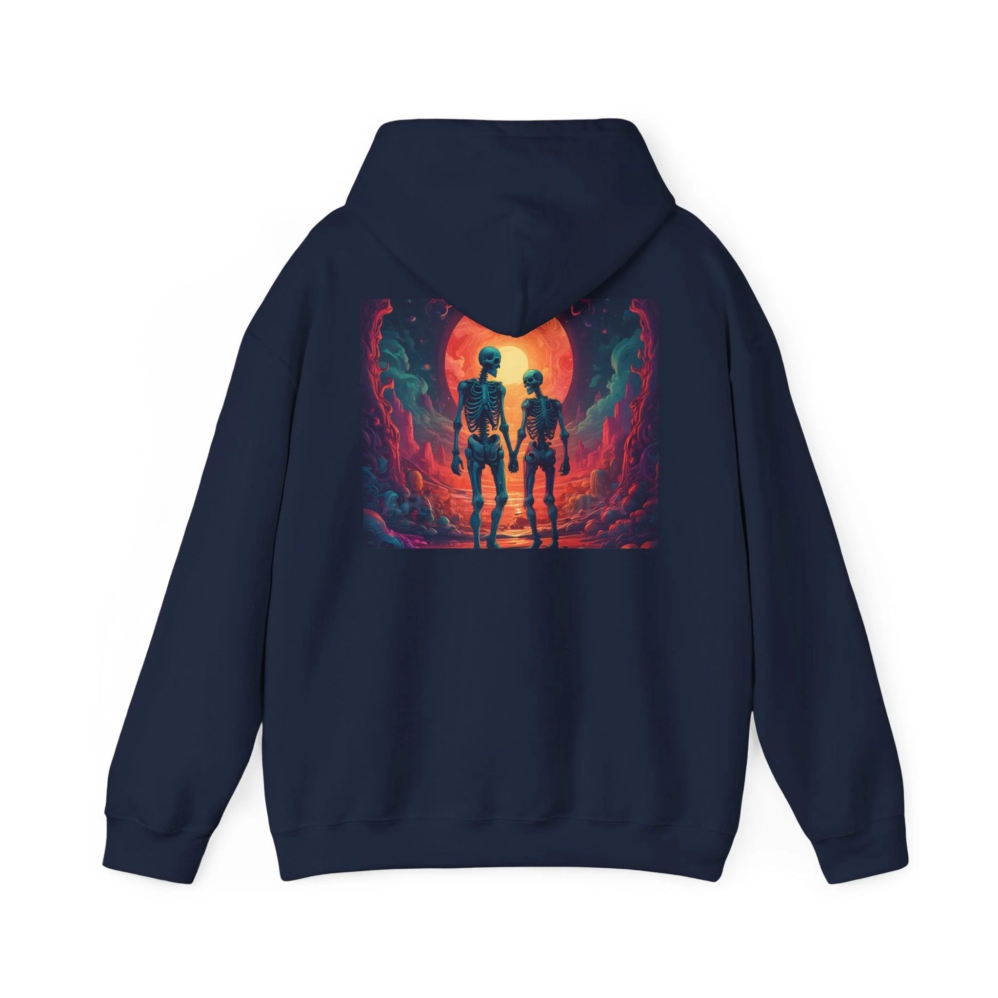 Romantic Skeletons Unisex Hooded Sweatshirt | Cool Graphic Hoodie | Artistic Gift | Creative Apparel | Unique