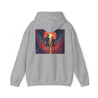 Romantic Skeletons Unisex Hooded Sweatshirt | Cool Graphic Hoodie | Artistic Gift | Creative Apparel | Unique