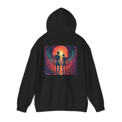 Romantic Skeletons Unisex Hooded Sweatshirt | Cool Graphic Hoodie | Artistic Gift | Creative Apparel | Unique