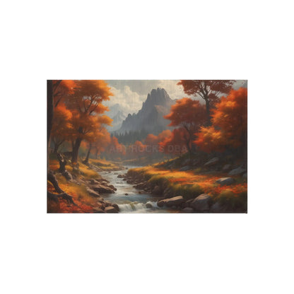 Rustic Autumn River Outdoor Rug with Scenic Autumn Design Outdoor Decor Patio Carpet Fall Vibes Nature-Themed Home