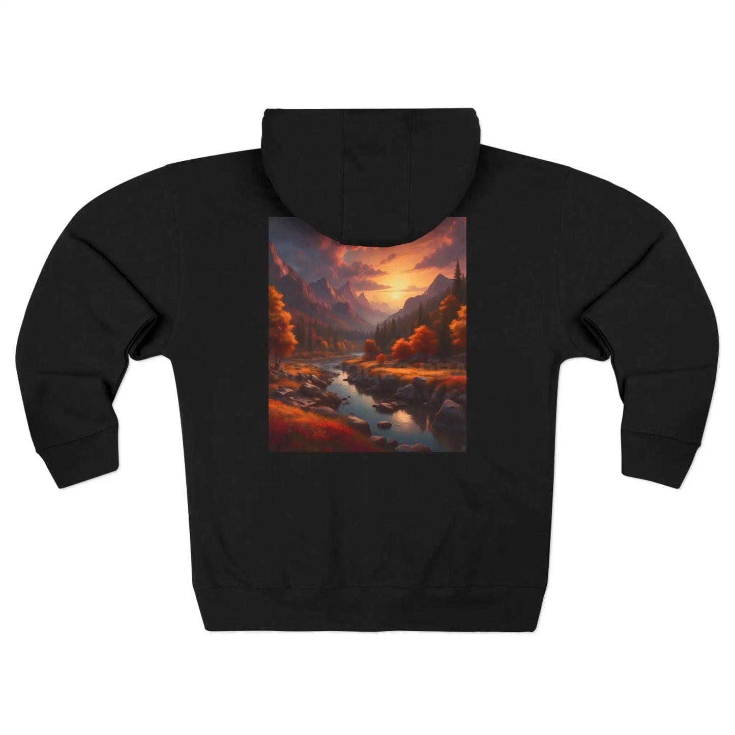 Scenic Autumn Mountain Landscape Zip-Up Sweatshirt - XS / Black - Hoodie