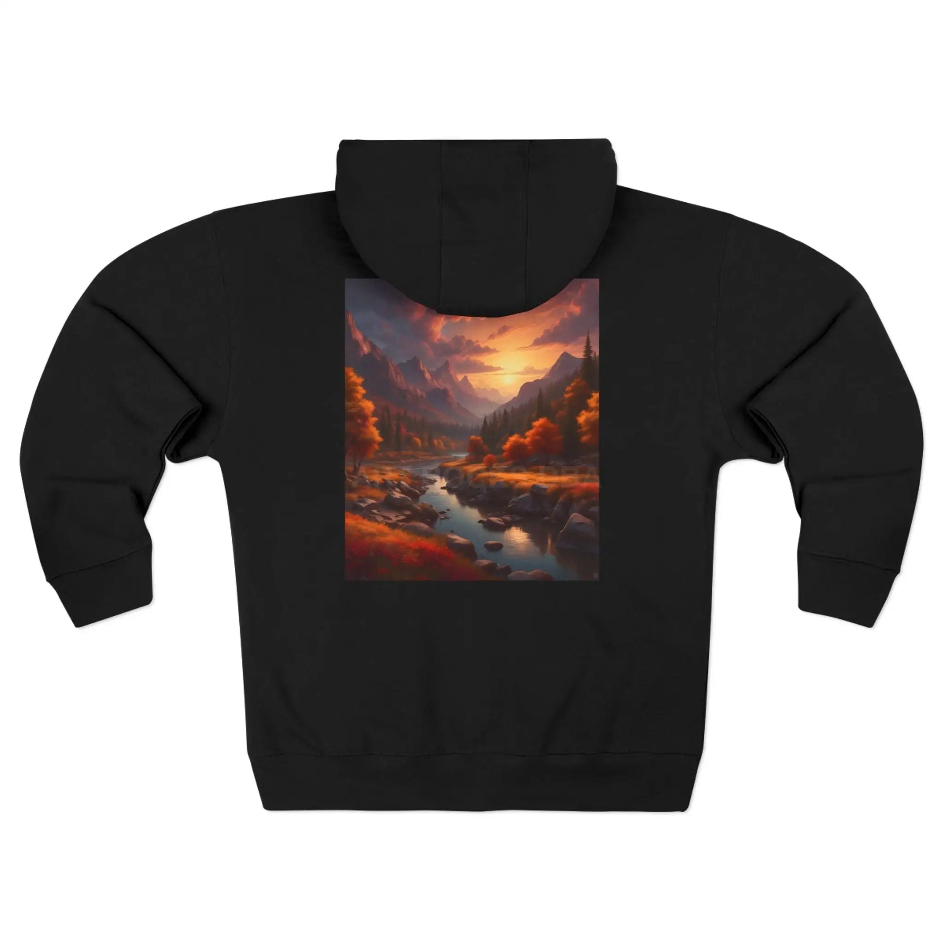 Scenic Autumn Mountain Landscape Zip-Up Sweatshirt - XS / Black - Hoodie