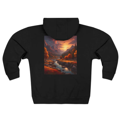 Scenic Autumn Mountain Landscape Zip-Up Sweatshirt - XS / Black - Hoodie