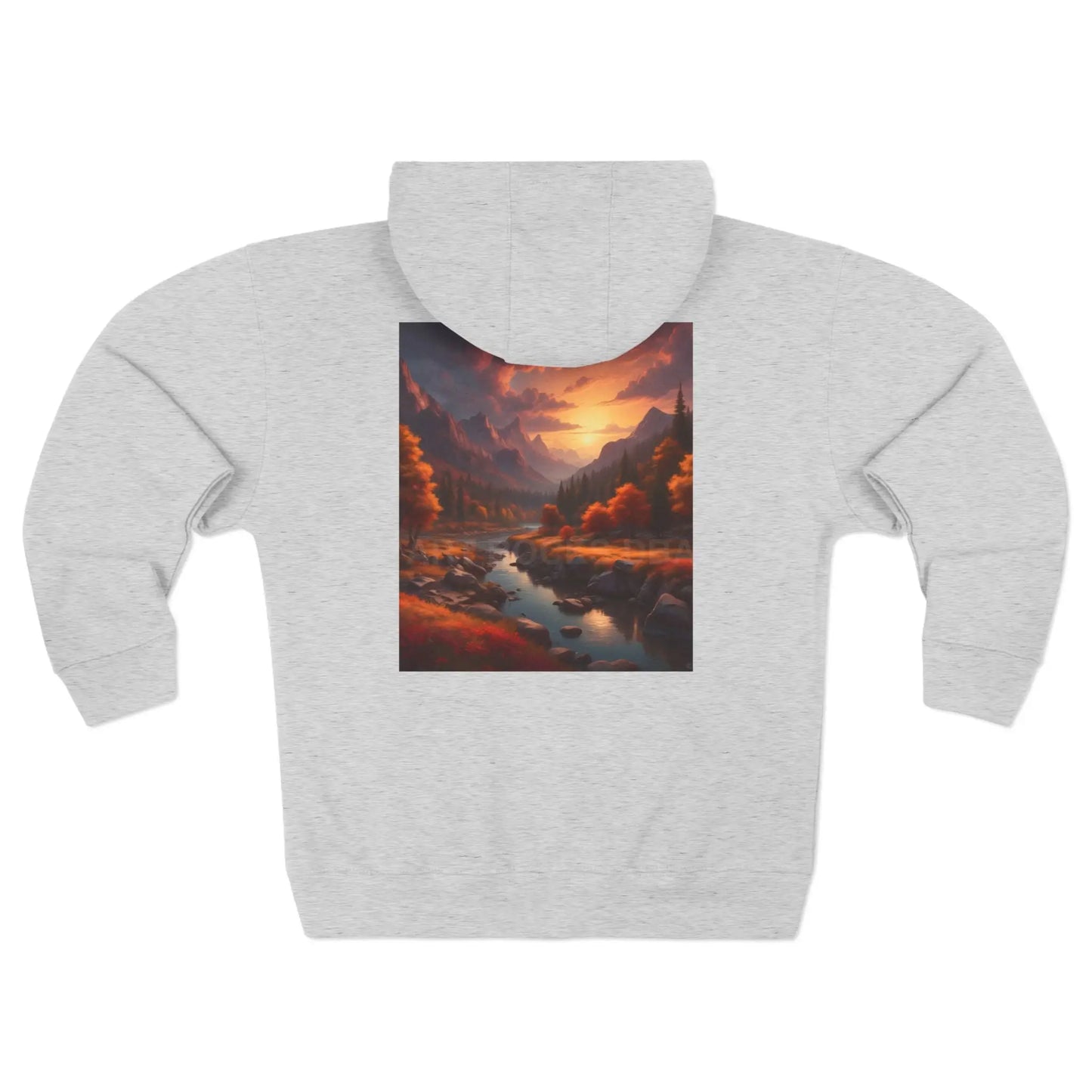 Scenic Autumn Mountain Landscape Zip-Up Sweatshirt - XS / Heather Grey - Hoodie