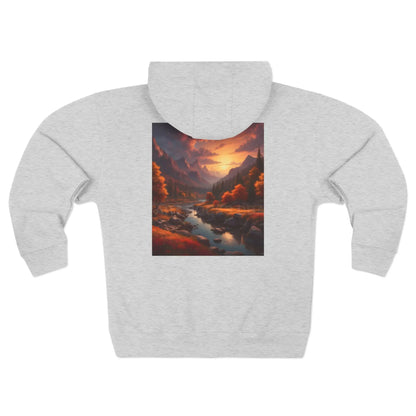 Scenic Autumn Mountain Landscape Zip-Up Sweatshirt - XS / Heather Grey - Hoodie