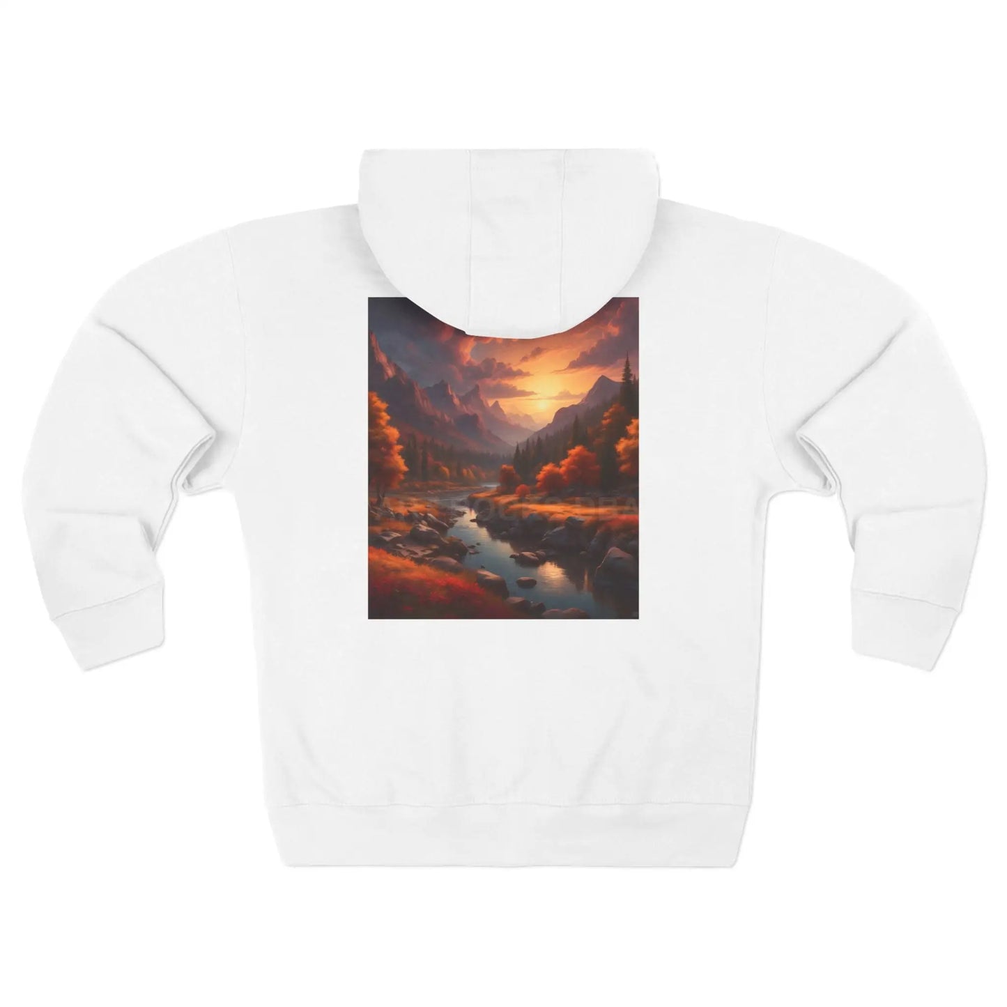 Scenic Autumn Mountain Landscape Zip-Up Sweatshirt - XS / White - Hoodie