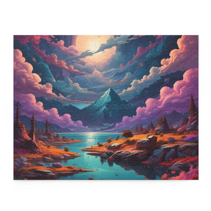 Scenic Fantasy Mountain Puzzle — 120/252/500-Piece Sunset Lake Jigsaw - 14’’ × 11’’ (252 pcs) - Puzzle