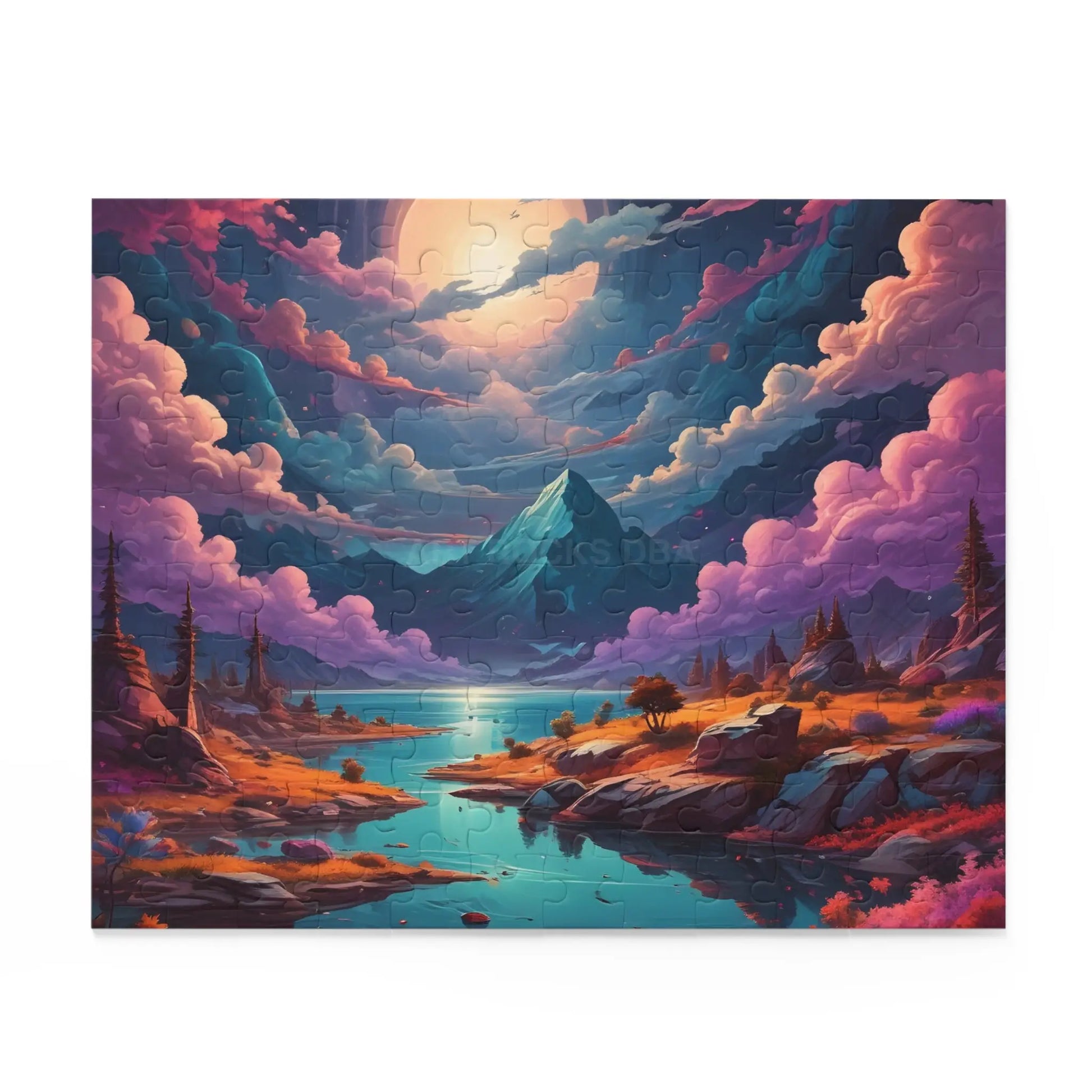 Scenic Fantasy Mountain Puzzle — 120/252/500-Piece Sunset Lake Jigsaw - Puzzle