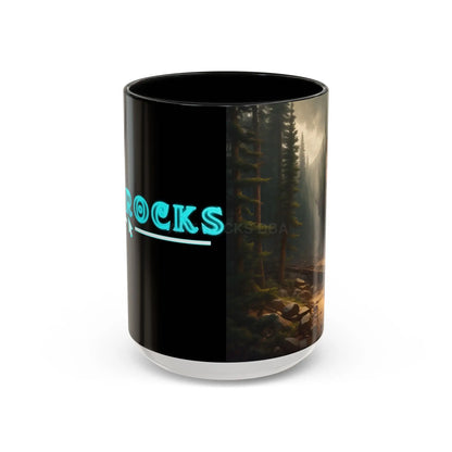 Scenic Forest Canyon Coffee Mug — Nature Landscape Accent Mug (11/15oz) - 15oz / Black - Mug