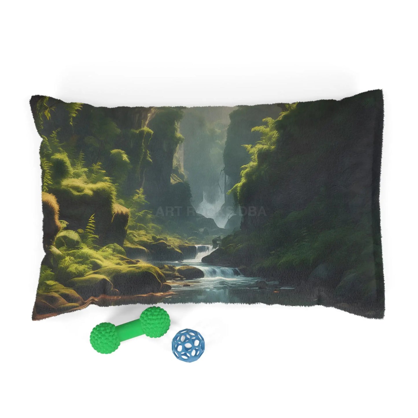 Scenic Forest Stream Pet Bed - 28’’ × 18’’ - Pets