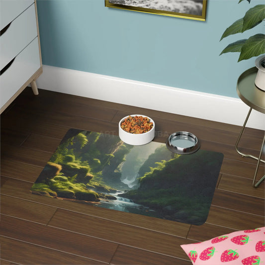 Scenic Forest Stream Pet Food Mat (12x18) - 12’’ × 18’’ / Rectangle - Pets